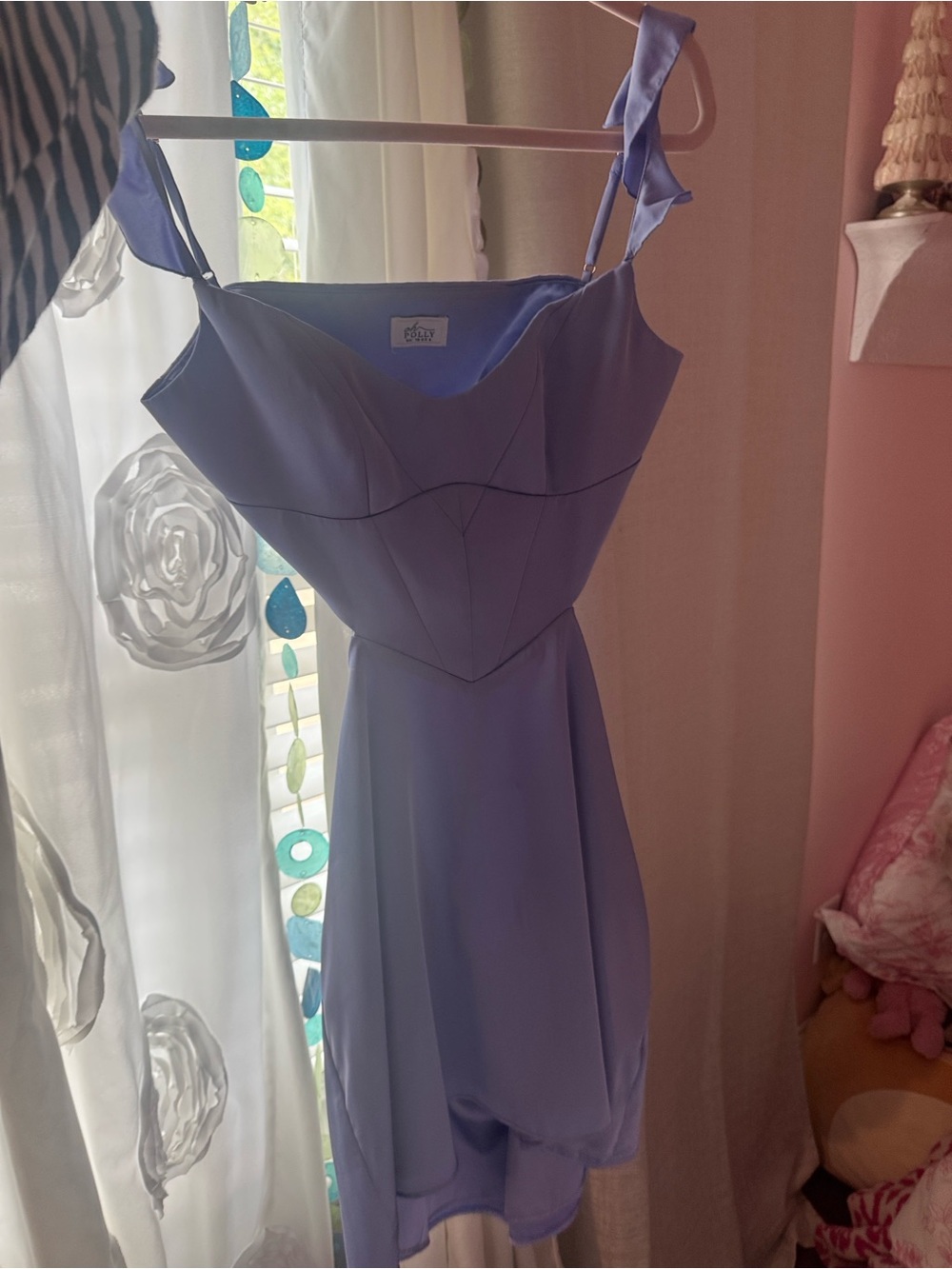 Oh Polly Lavender Satin Dress Label Detail